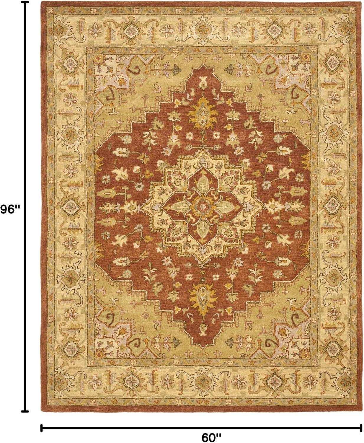 SAFAVIEH Heritage Sheila Traditional Wool Area Rug, Rust/Gold, 5' x 8'