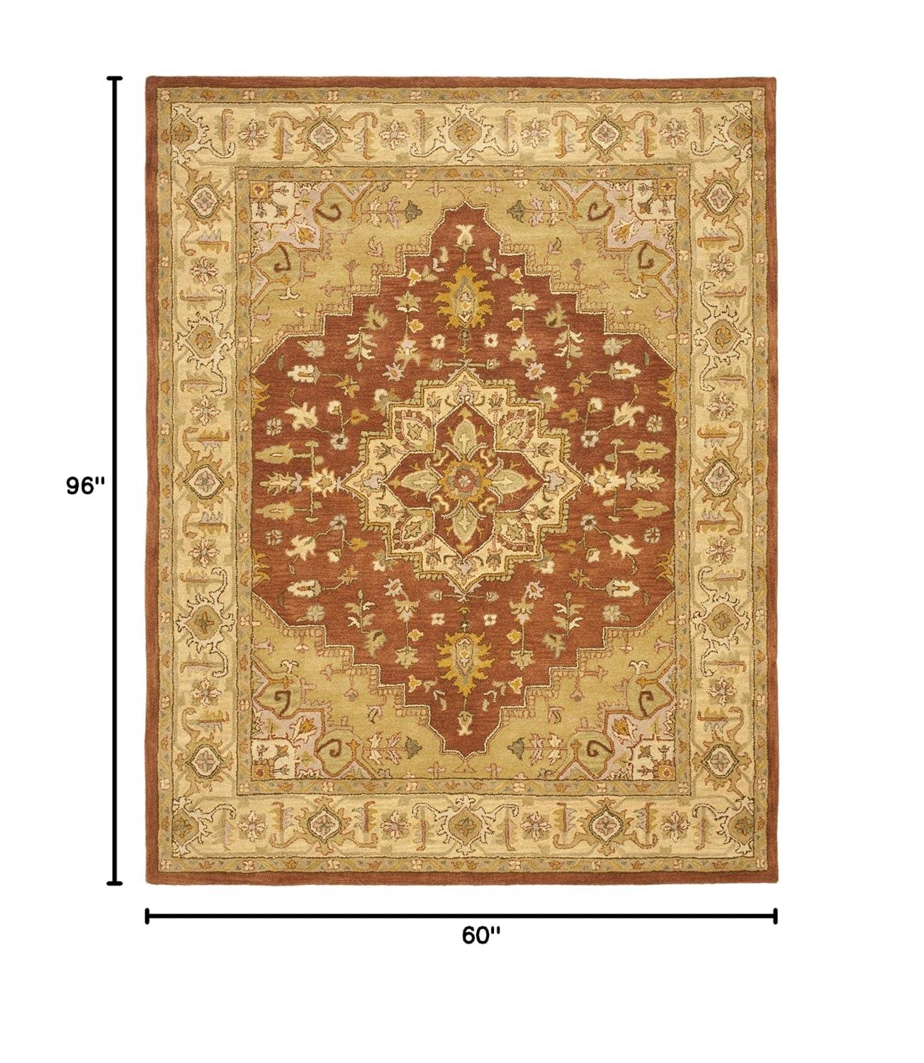 SAFAVIEH Heritage Sheila Traditional Wool Area Rug, Rust/Gold, 5' x 8'