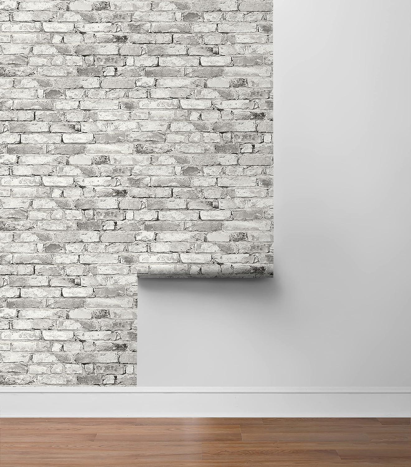 Shadow Gray Vinyl Brick Peel and Stick Wallpaper