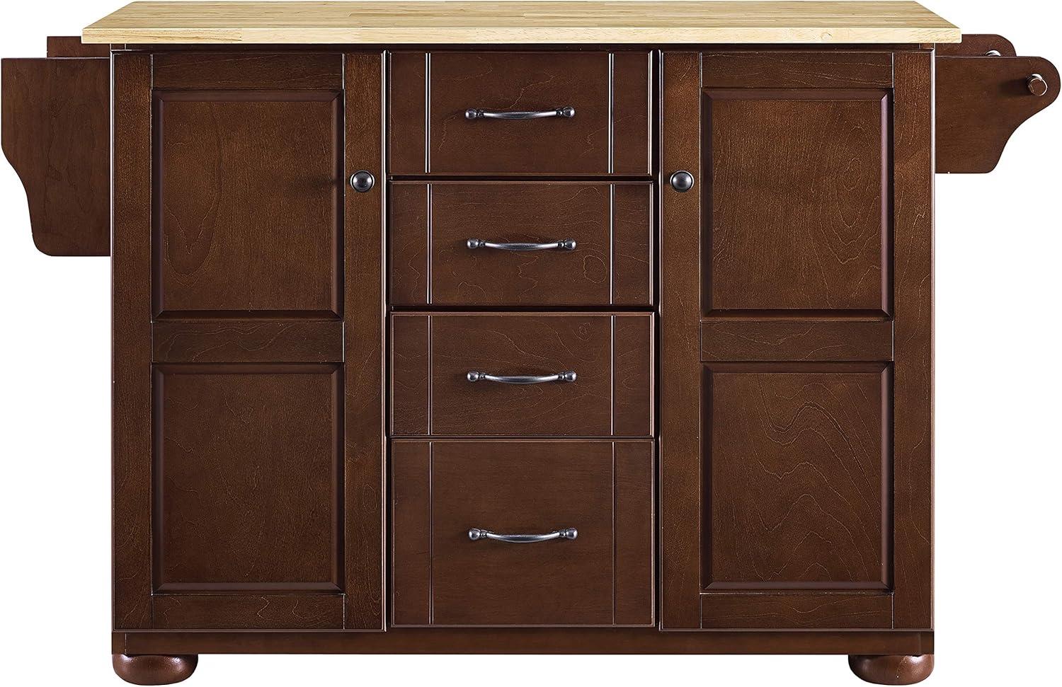 Crosley Eleanor Natural Wood Top Kitchen Island in Mahogany