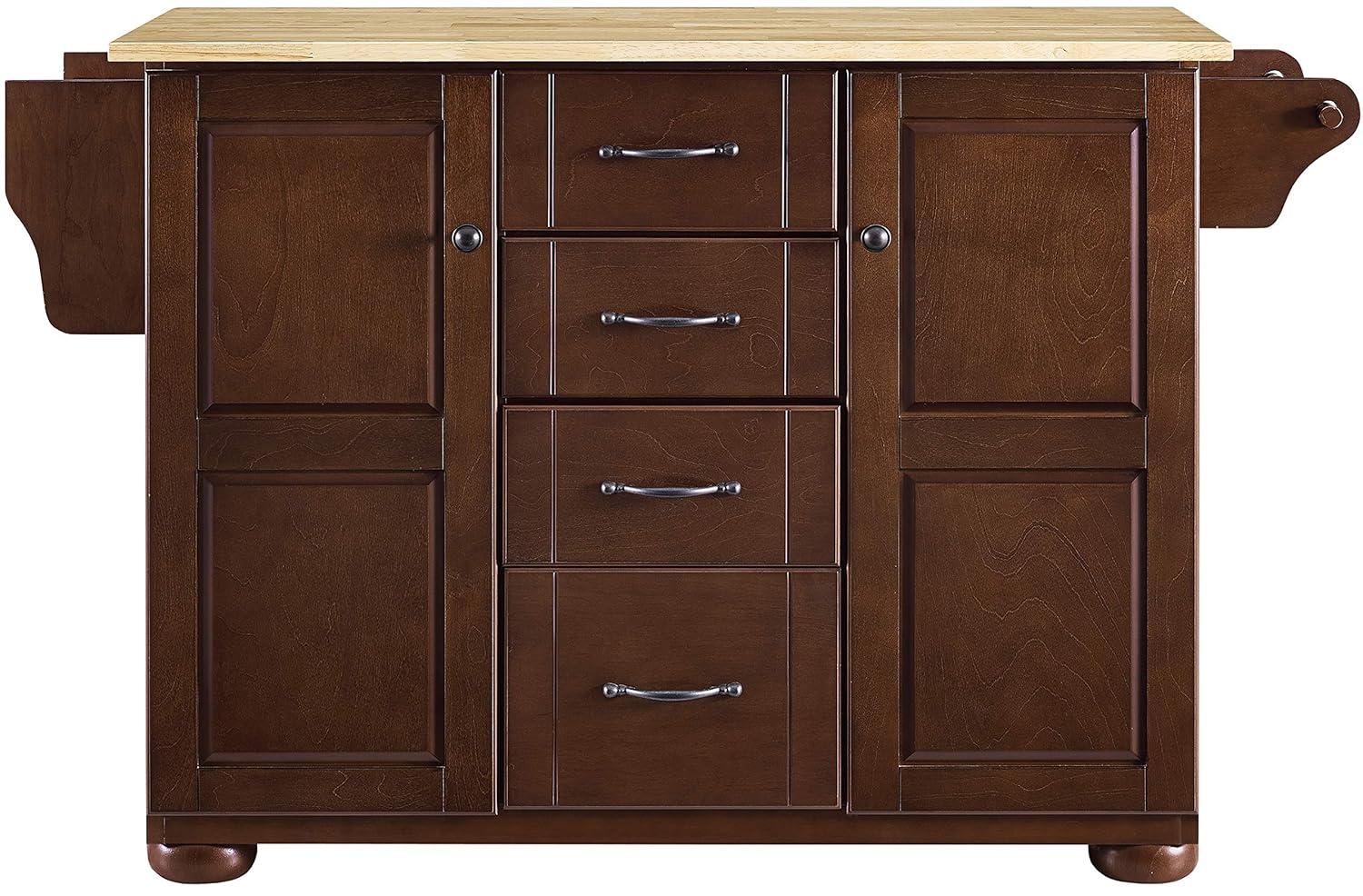 Crosley Eleanor Natural Wood Top Kitchen Island in Mahogany