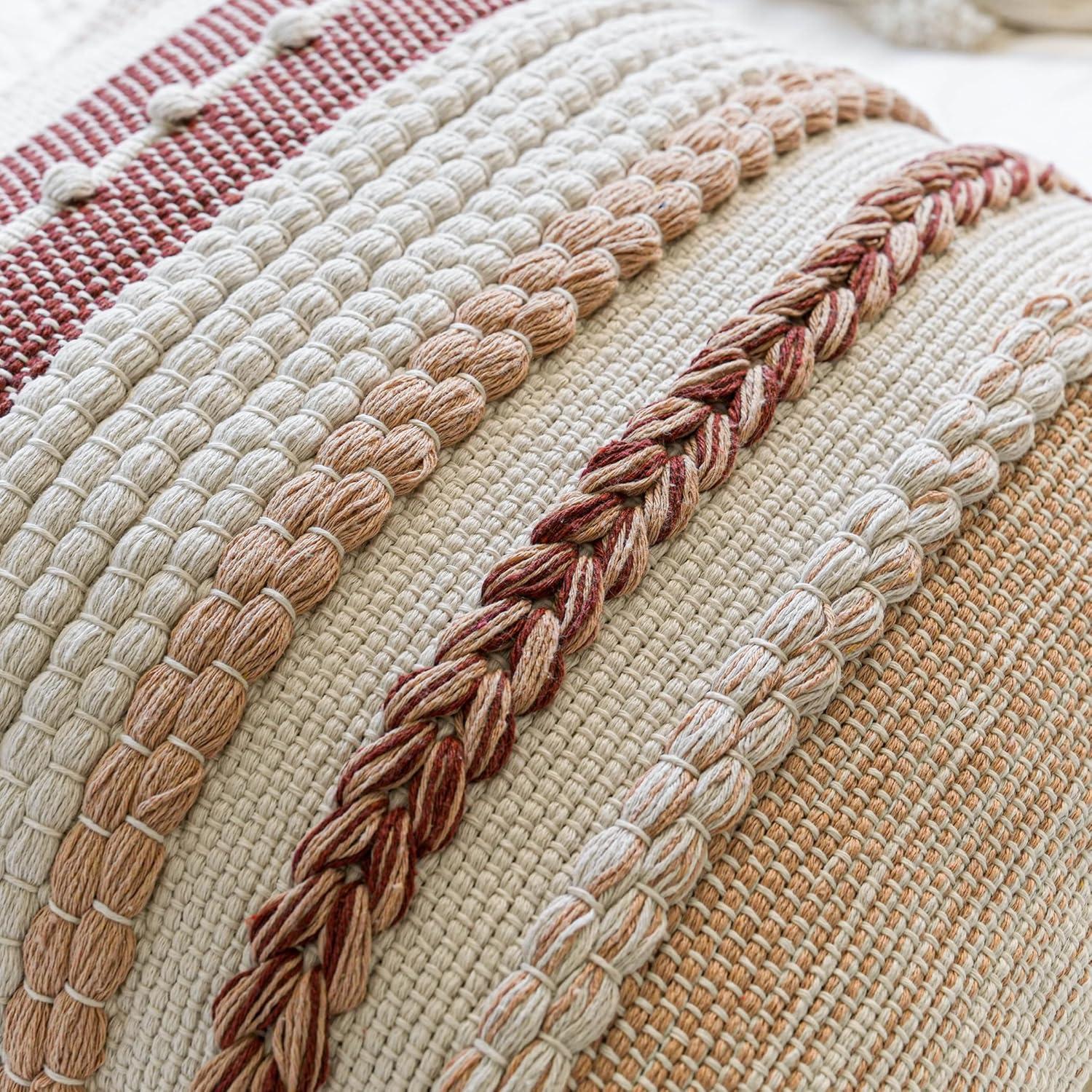 Coastal Blue Boho Decorative Throw Pillow Cover 20x20 Modern Bohemian Accent Pillow Case Square Woven Textured Farmhouse Pillows for Couch Bed (Pack of 1)