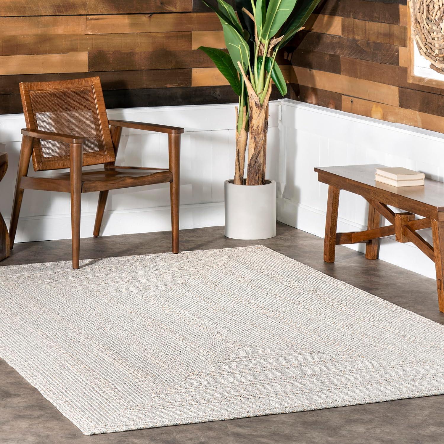 Nuloom Rowan Solid 5x8 Indoor/Outdoor Area Rug for Living Room Patio Deck Front Porch Kitchen, Ivory