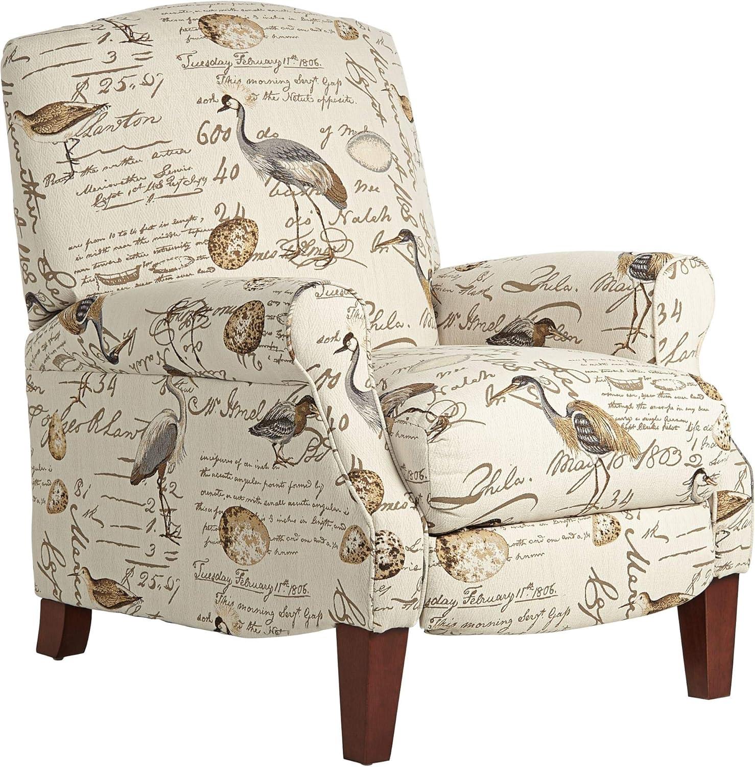 Kensington Hill Birdsong Script and Bird Recliner Chair Modern Armchair Comfortable Push Manual Reclining Footrest for Bedroom Living Room Reading