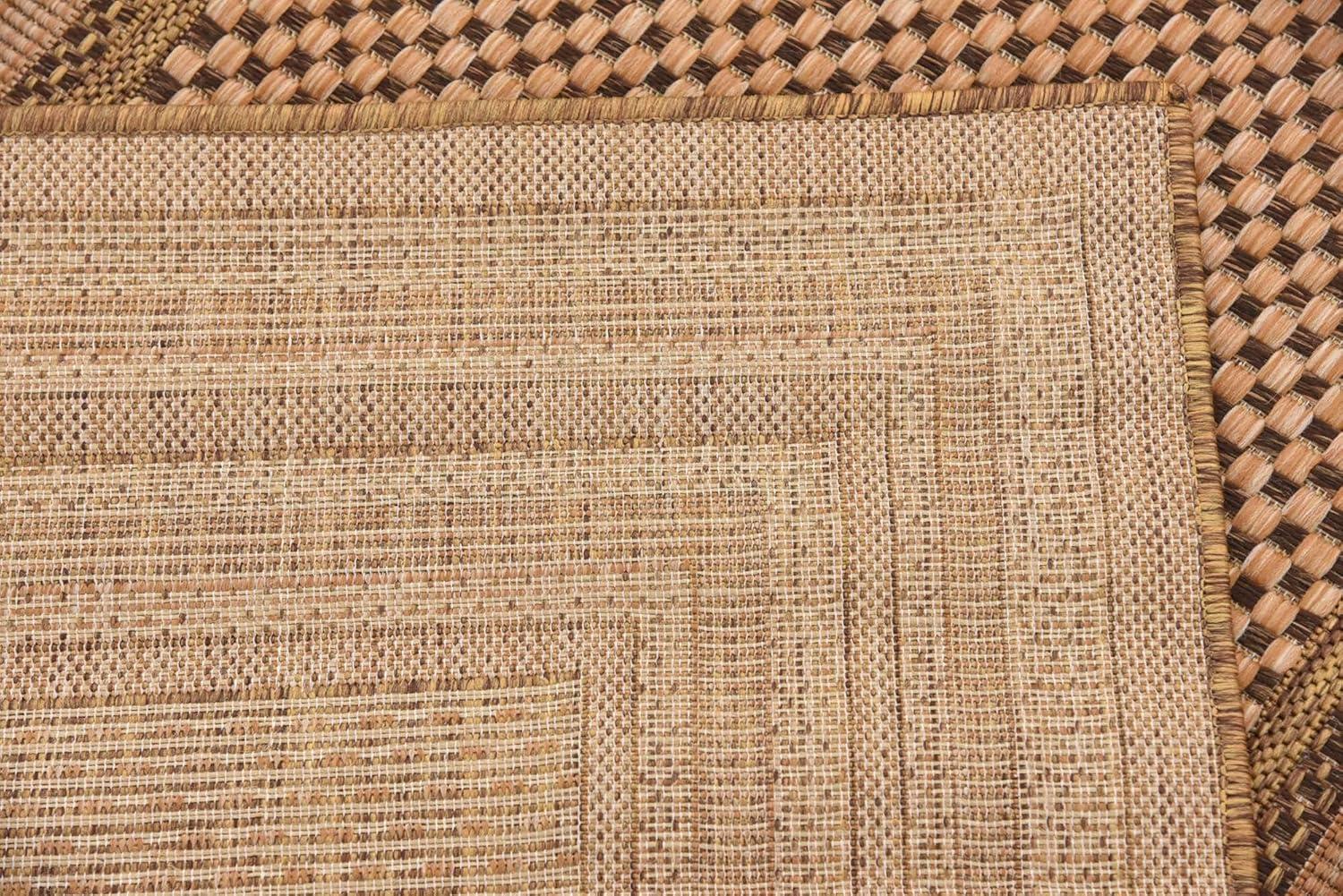 Light Brown and Gold Rectangular Outdoor Rug