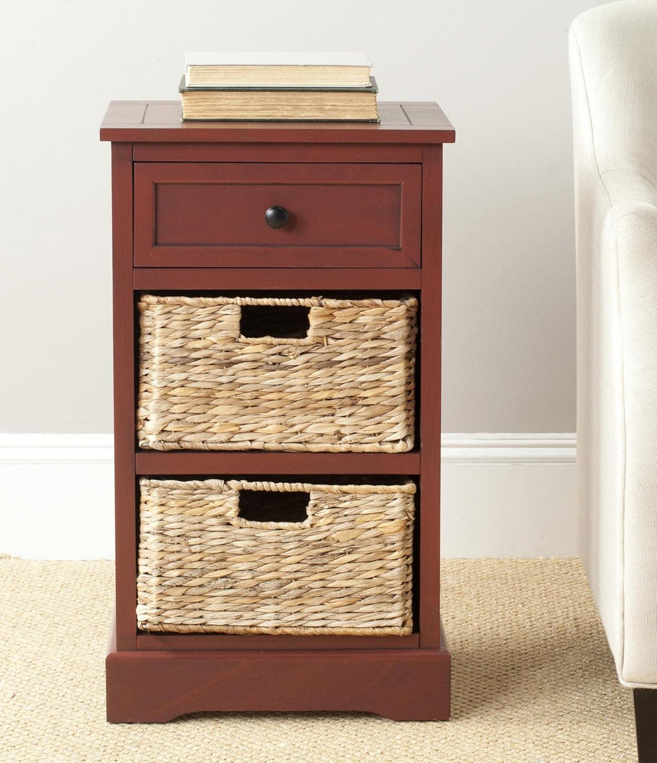 Carrie Side Storage Side Table - AMH5700C - Distressed Cream - Safavieh Couture