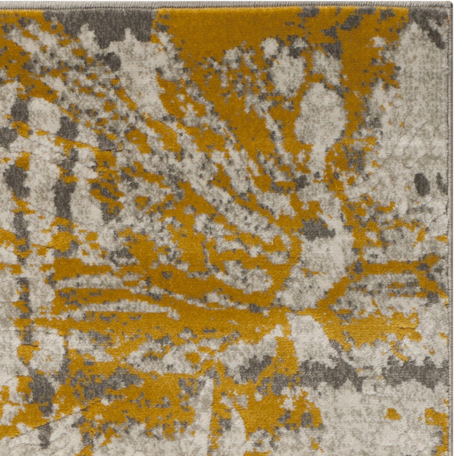 Ivory and Grey Floral Synthetic 3' x 5' Area Rug