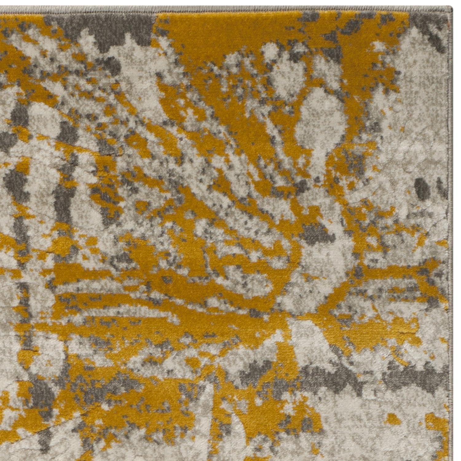 Ivory and Grey Floral Synthetic 3' x 5' Area Rug