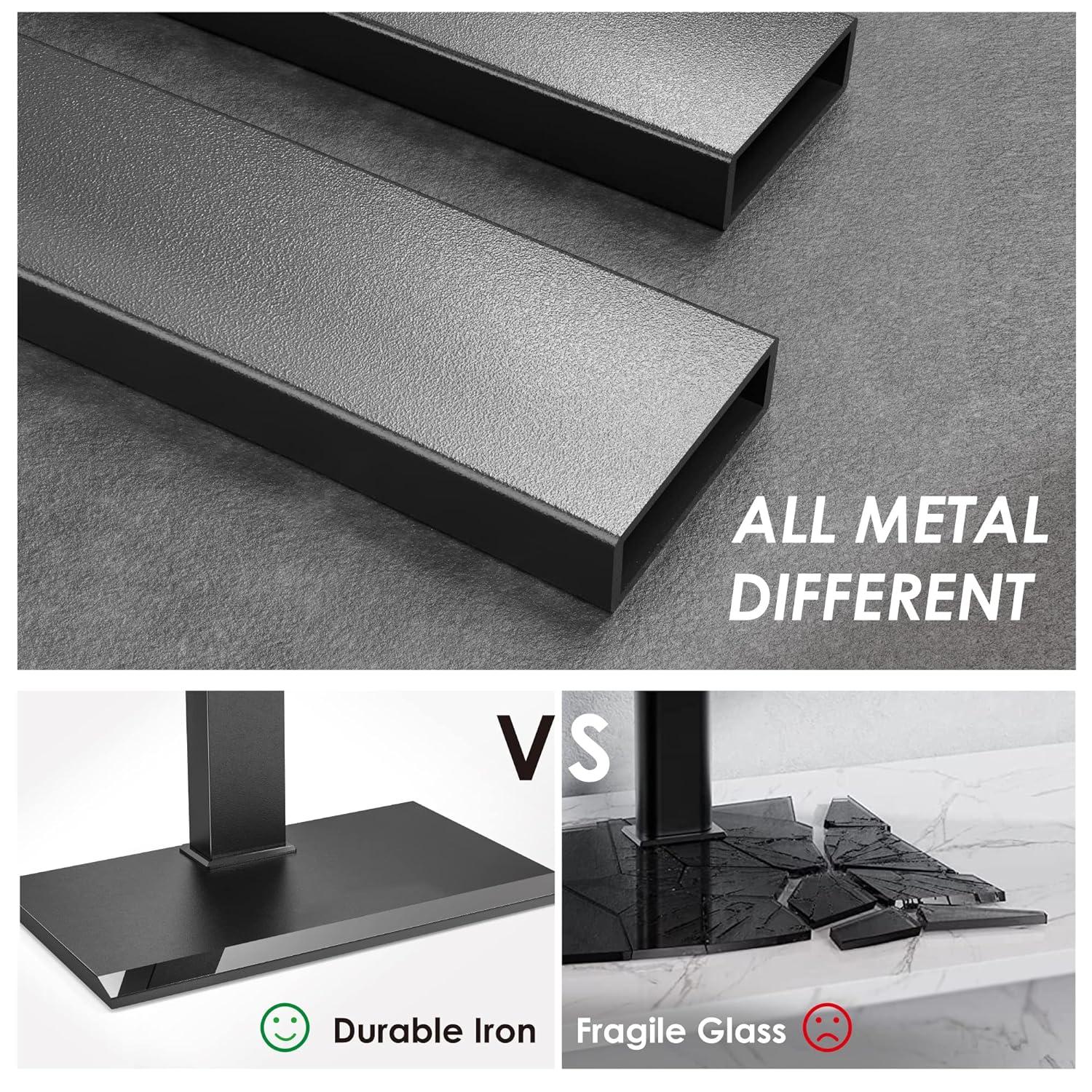 FITUEYES Floor TV Stand Iron Base with Swivel Mount for 50-85 Inch Large LCD/LED TVs Adjustable Shelf Tall Corner TV Stands for Bedroom and Living Room Hold Up to 110 lbs Black