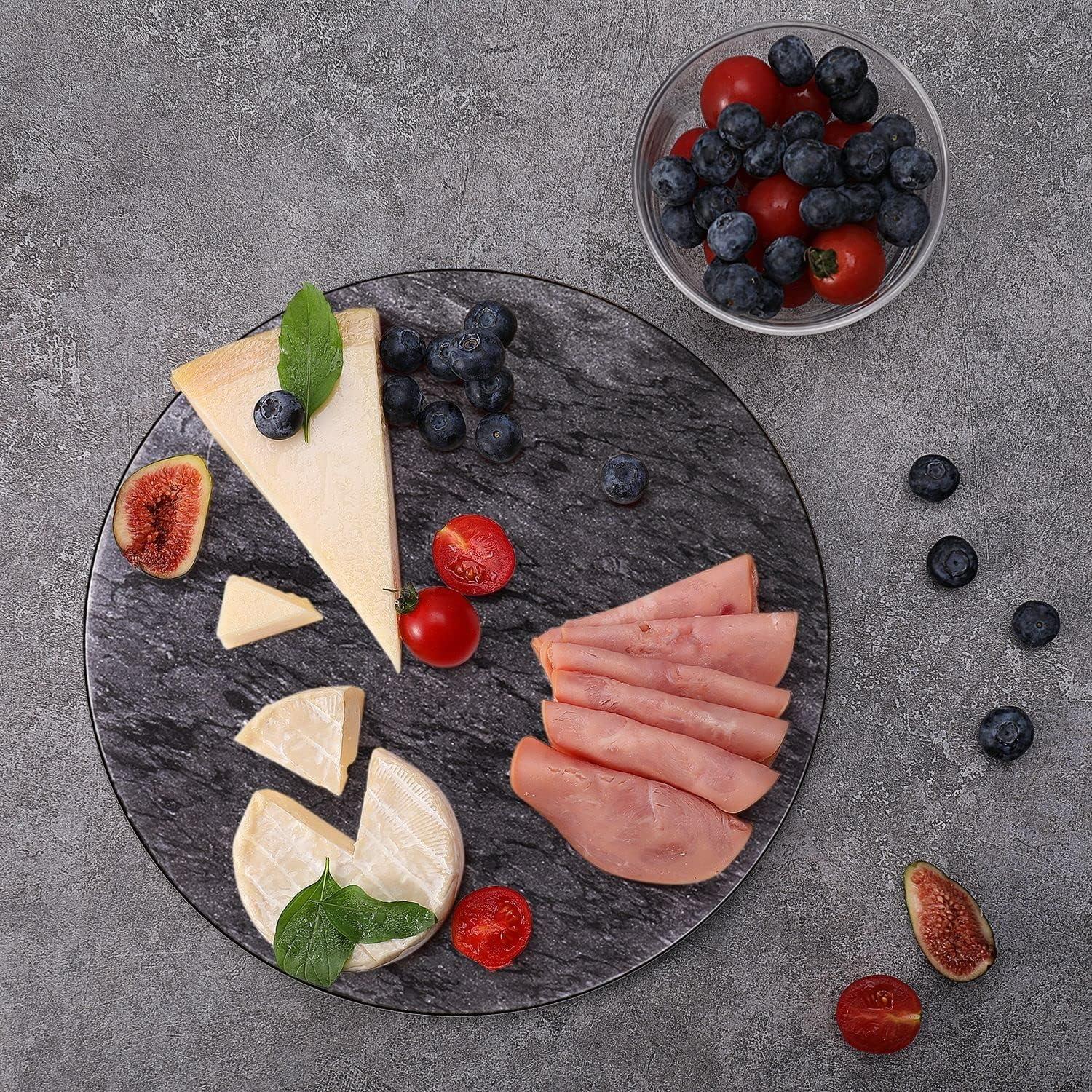 Charcoal Gray Marble 12-Inch Round Cheese Board