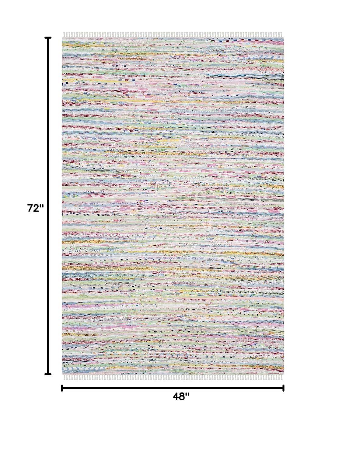 Rag Rug RAR125 Hand Woven Indoor Area Rug - Light Green/Multi - 4'x6' - Safavieh.