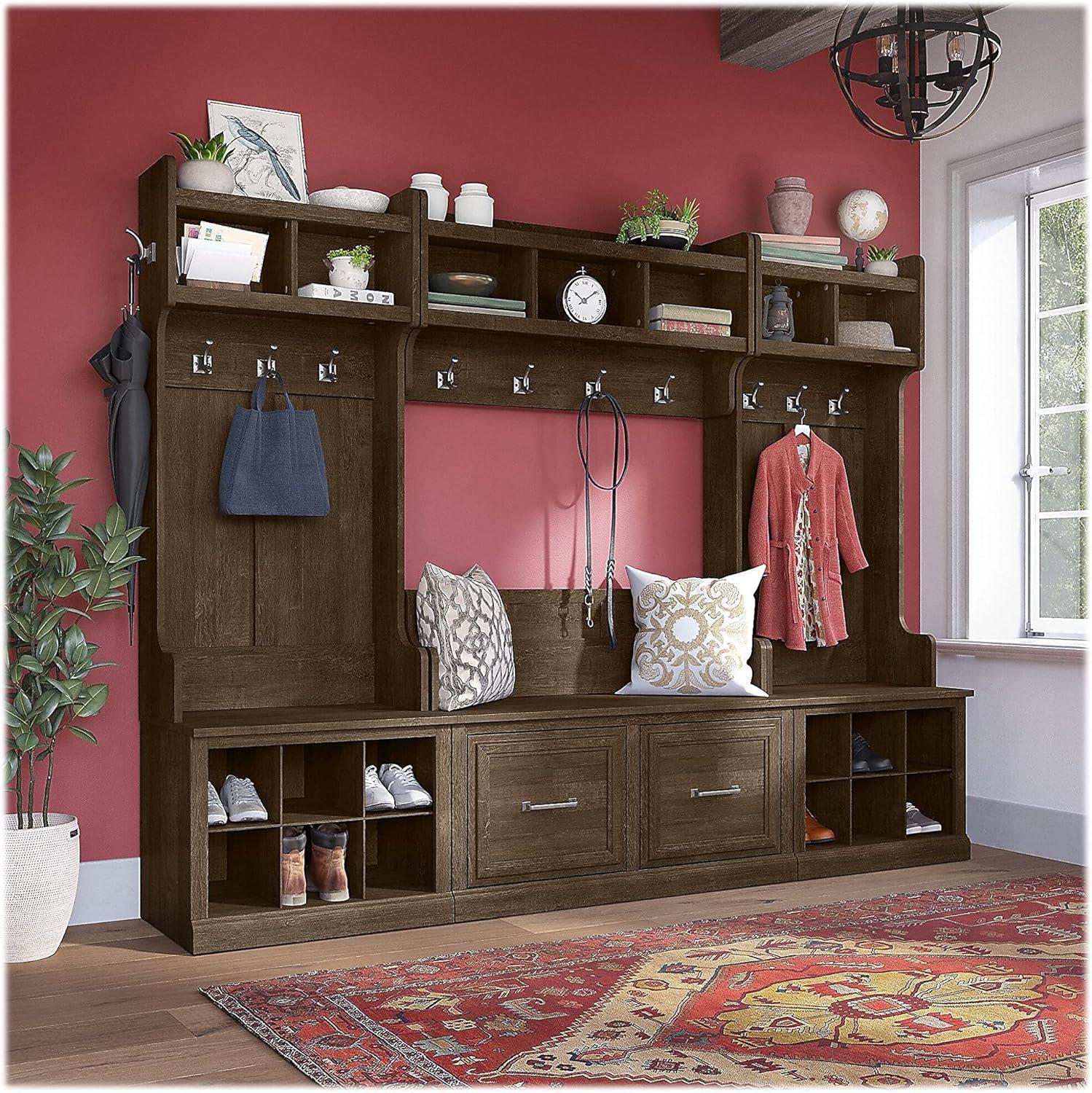 Ash Brown Wide Hall Tree with Bench and Storage