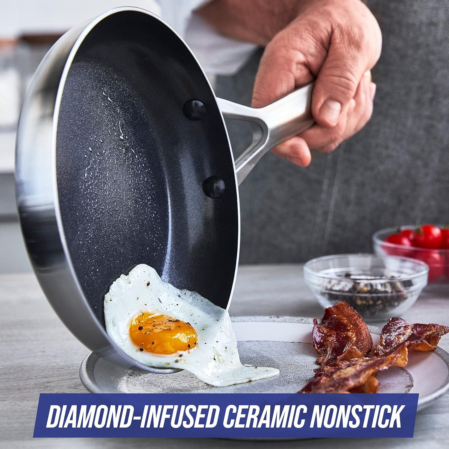 8-Inch Stainless Steel Ceramic Nonstick Frying Pan