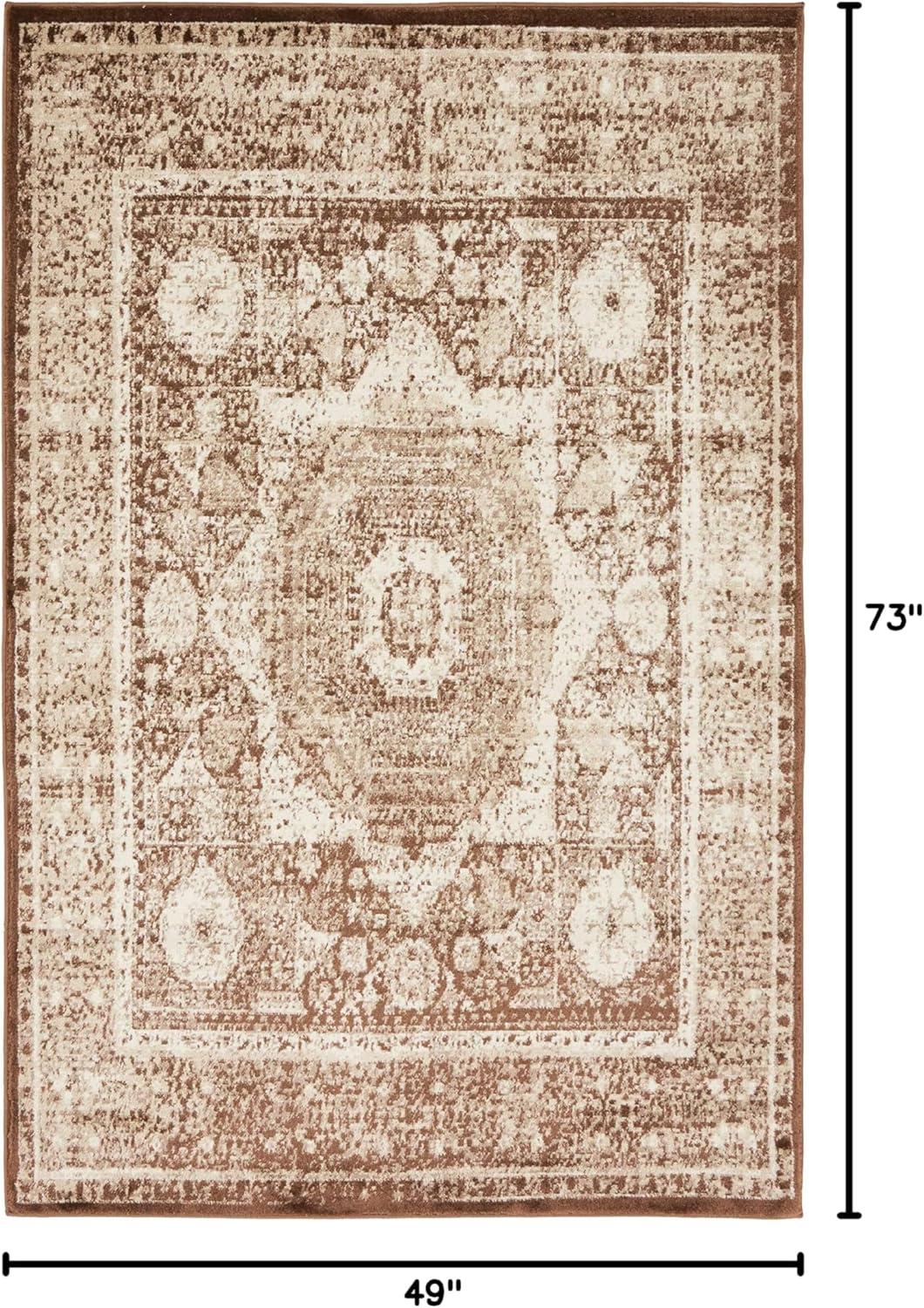 Unique Loom Imperial Collection Area Rug - Lygos (4' 1" x 6' 1" Rectangle Chocolate Brown/Beige)