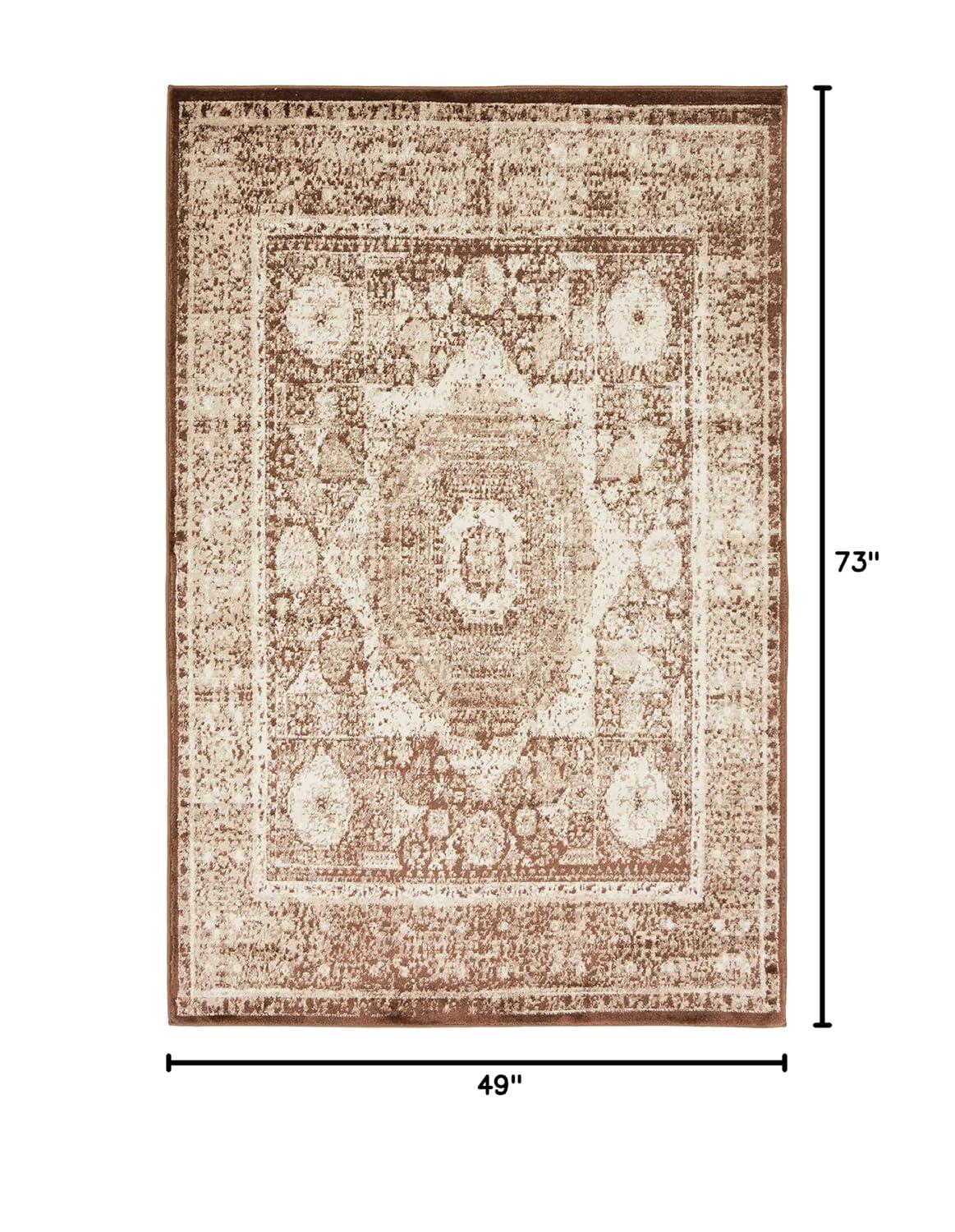 Unique Loom Imperial Collection Area Rug - Lygos (4' 1" x 6' 1" Rectangle Chocolate Brown/Beige)