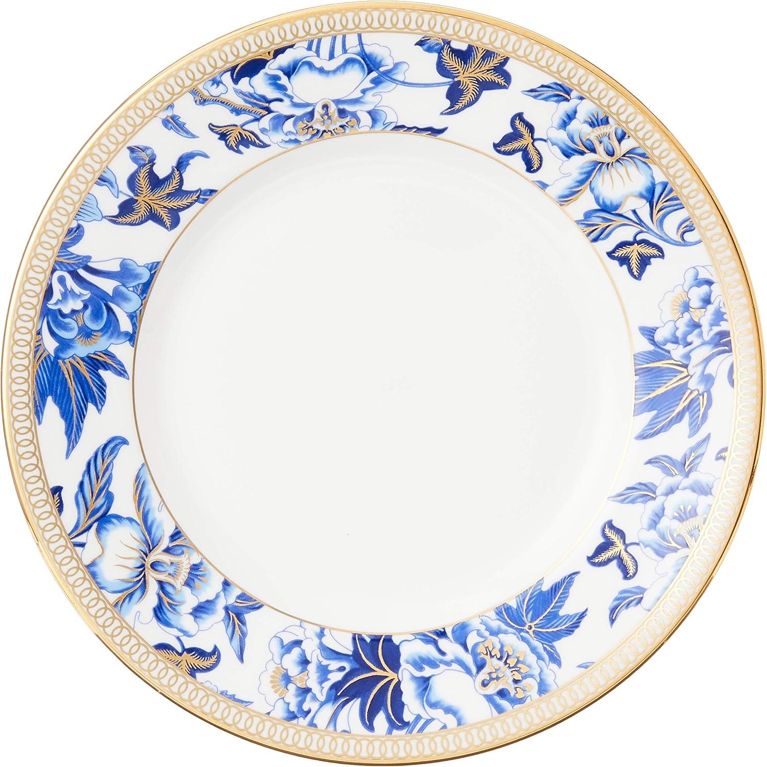 Hibiscus Blue and Gold Porcelain Bread Plate