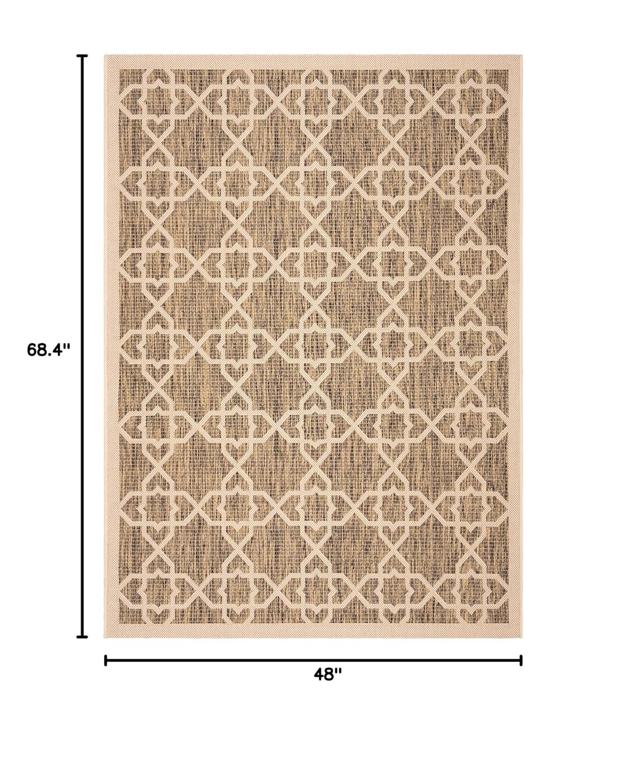 Courtyard CY6032 Power Loomed Indoor and Outdoor Area Rug - Brown/Beige - 4'x5'7" - Safavieh