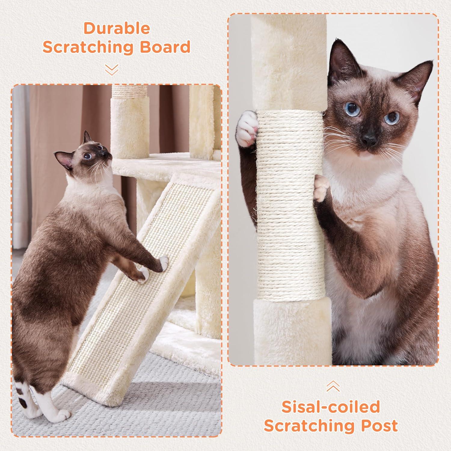 ZENY 36-in Cat Tree & Condo Scratching Post Tower, Beige