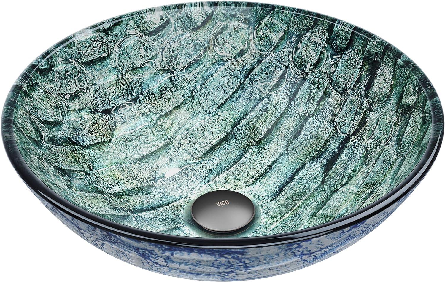 Russet Glass 17" L 17" W 6" H Round Vessel Bathroom Sink