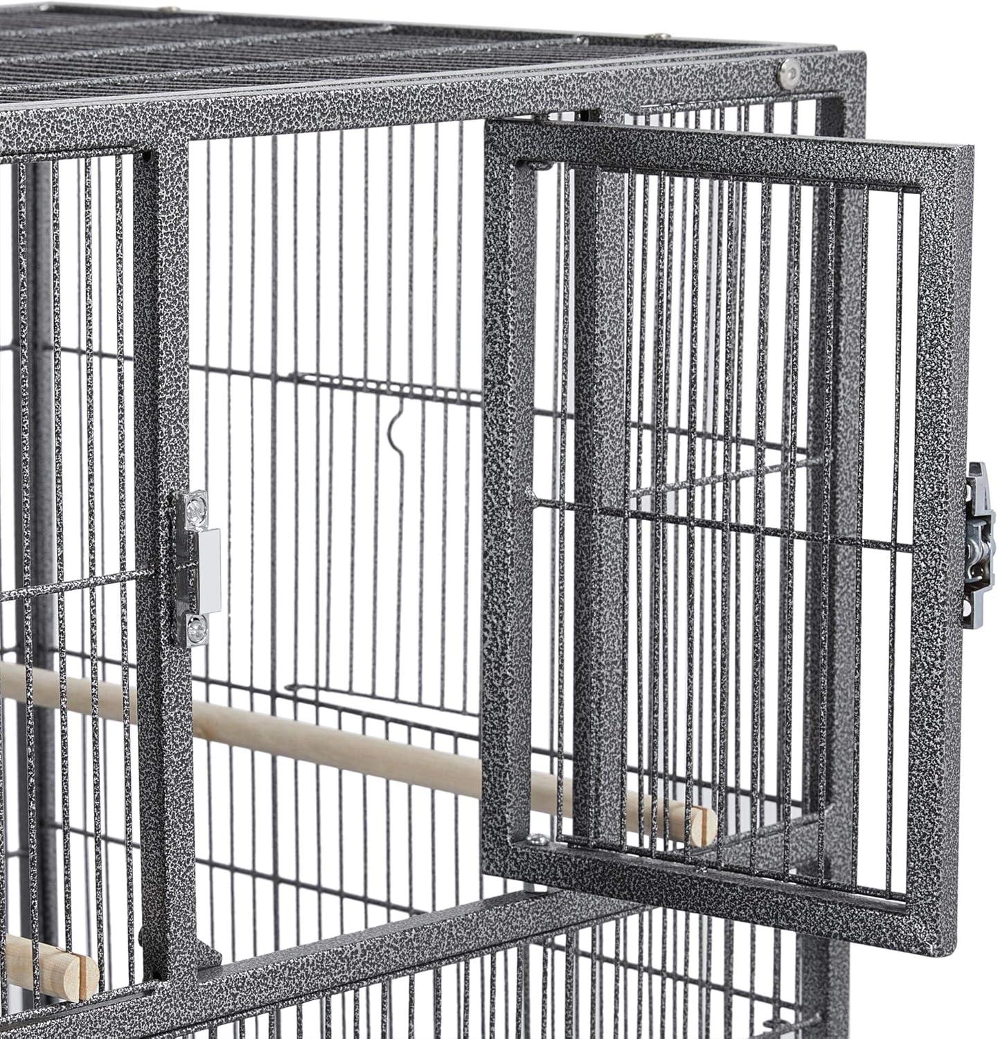 Yaheetech 21'' Stackable Divided Breeder Bird Cage for Small Birds Lovebirds Finch Canaries Parakeets Cockatiels Budgies, Black