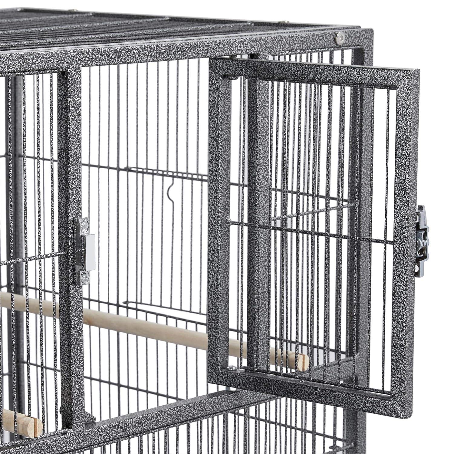 Alden Design 18" H Stackable Divided Breeder Meatal Bird Cage for Small Birds, Black