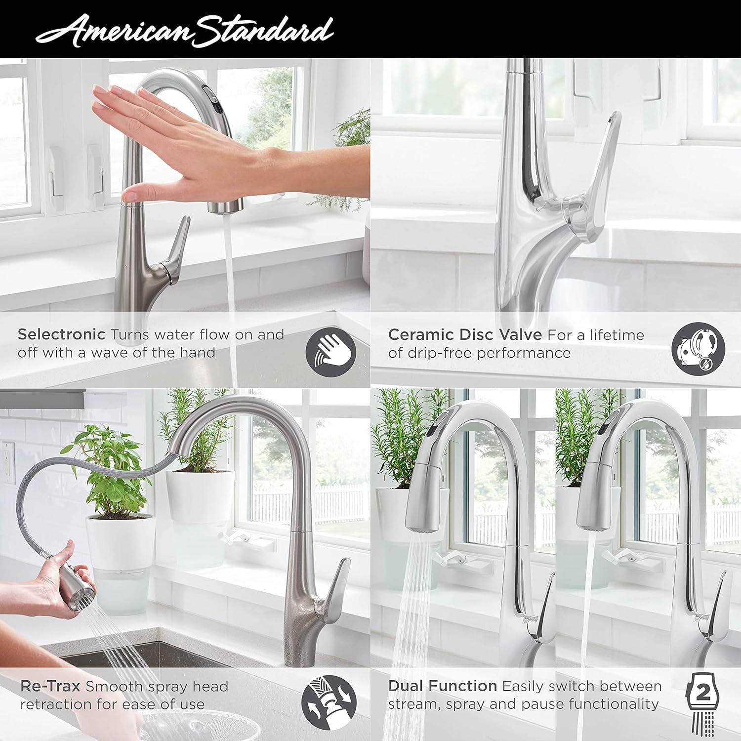 American Standard Avery Selectronic Single-Handle Pull-Down Sprayer Kitchen Faucet in Stainless Steel