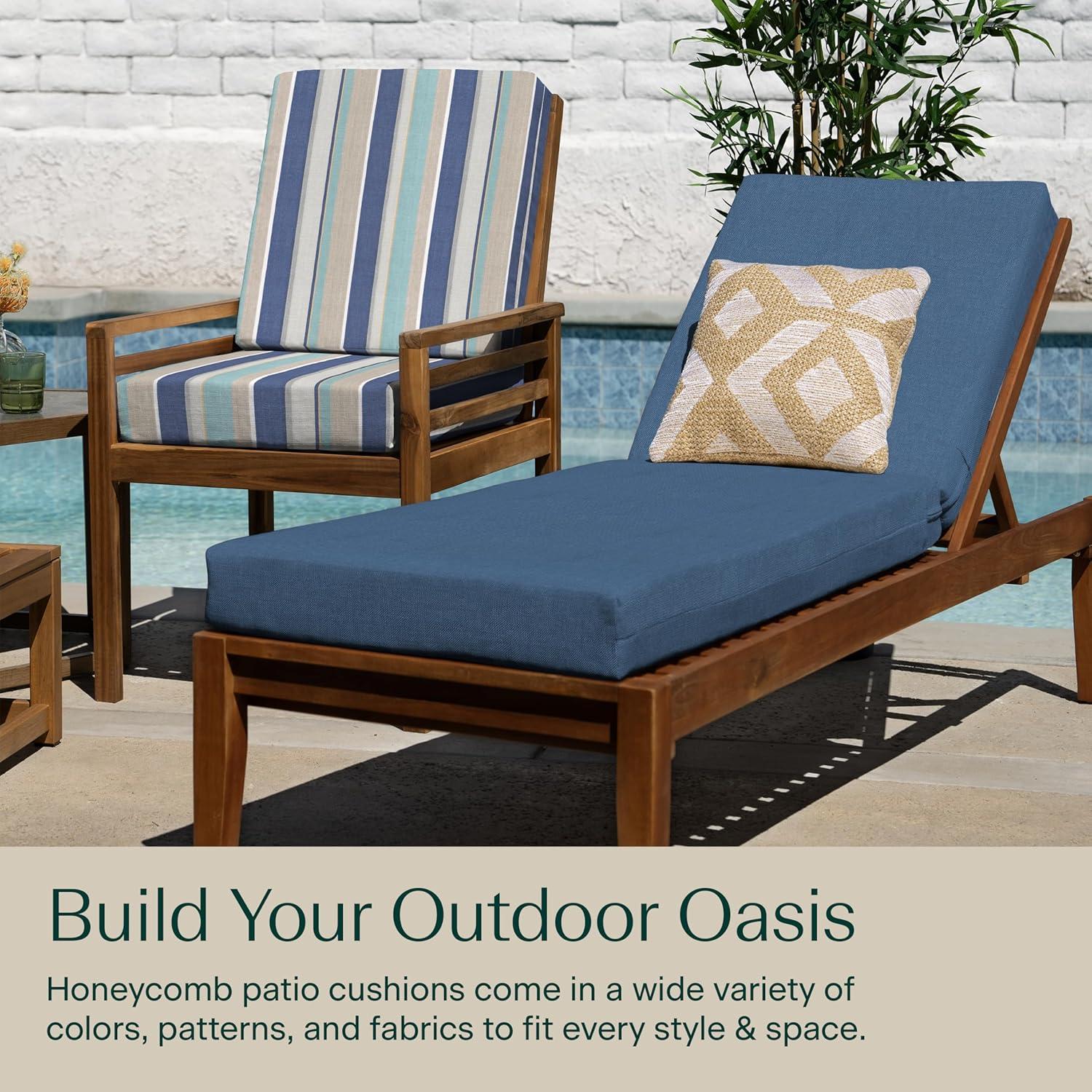 Honeycomb Outdoor Chaise Lounge Cushion - Textured Solid Pacific Blue