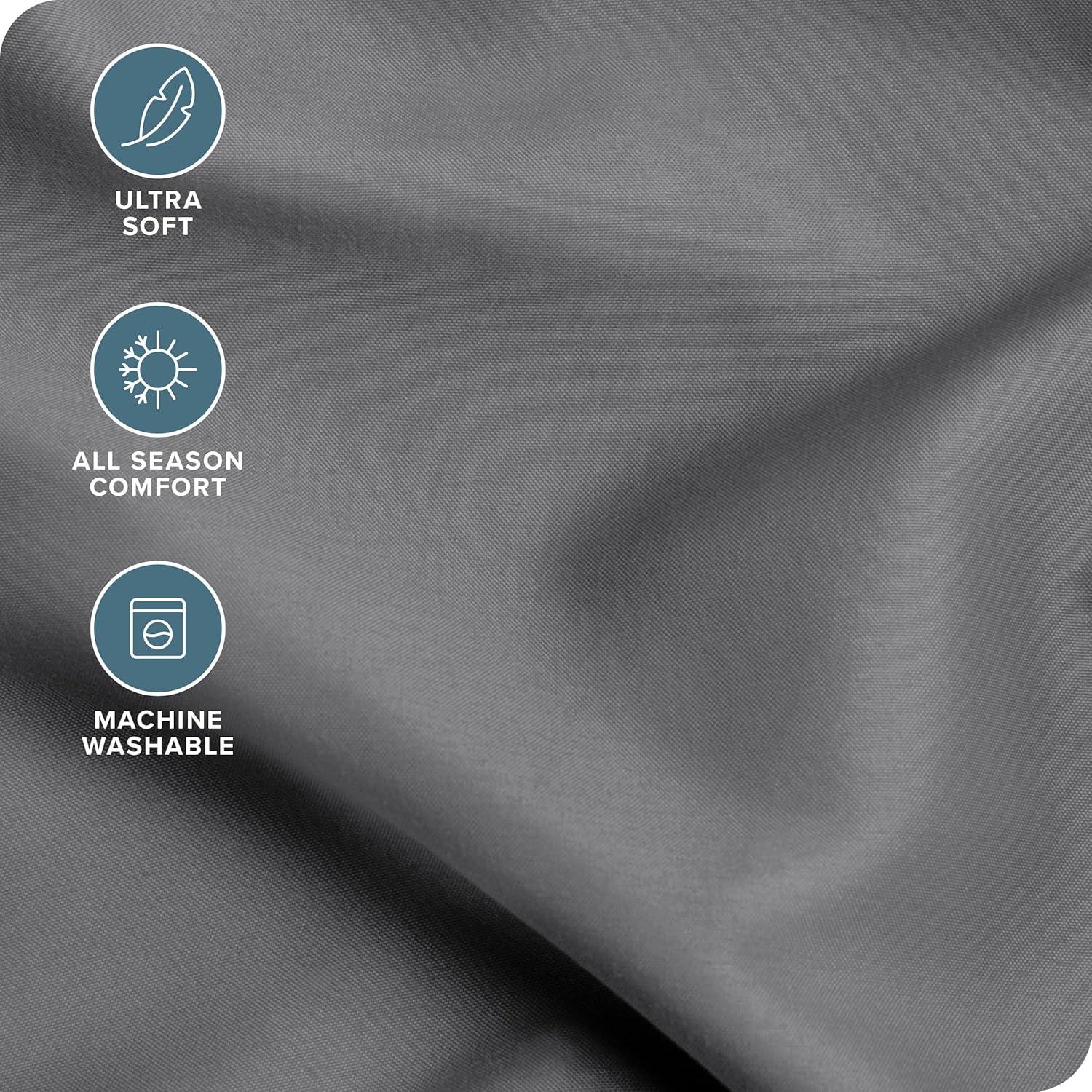 Twin Grey 22 Inch Extra Deep Pocket Sheet Set, Double Brushed Microfiber Sheets by Bare Home