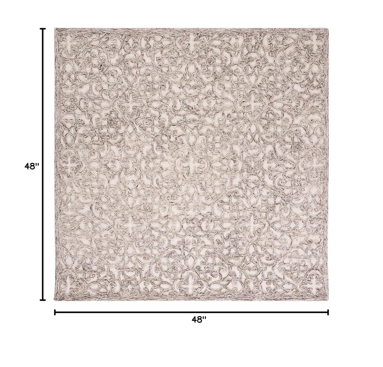 Trace TRC103 Hand Tufted Indoor Accent Rug - Brown/Ivory - 4'x4' - Safavieh
