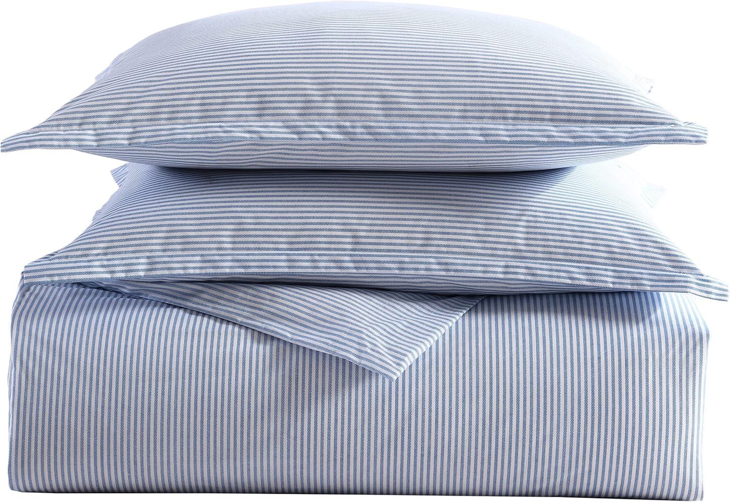 Blue 100% Cotton Reversible Duvet Cover Set