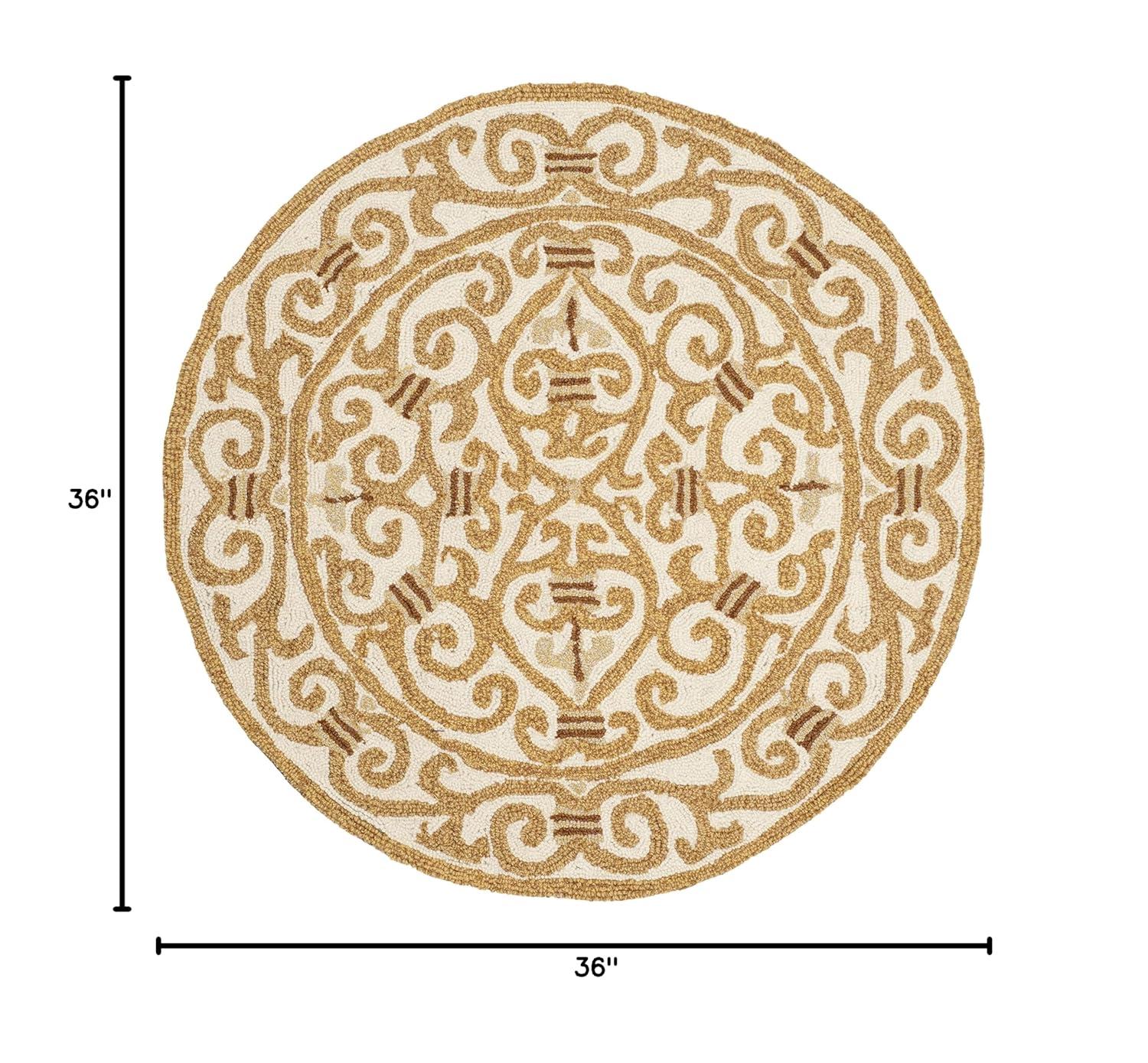 Chelsea HK11 Handmade Area Rug - 3' Round - Ivory/Gold - Safavieh