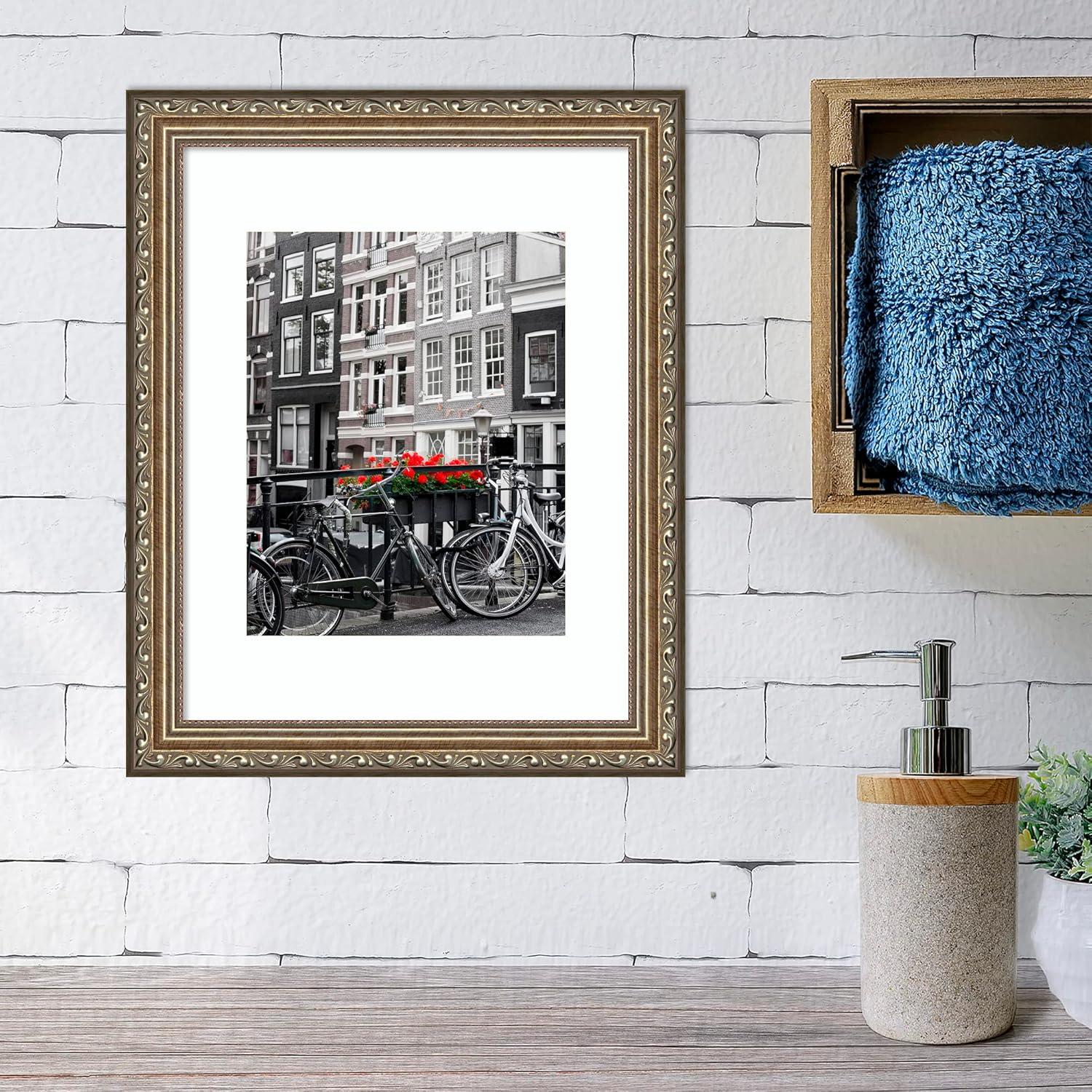 Amanti Art Parisian Silver Wood Picture Frame Opening Size 11x14 in. (Matted To 8x10 in.)