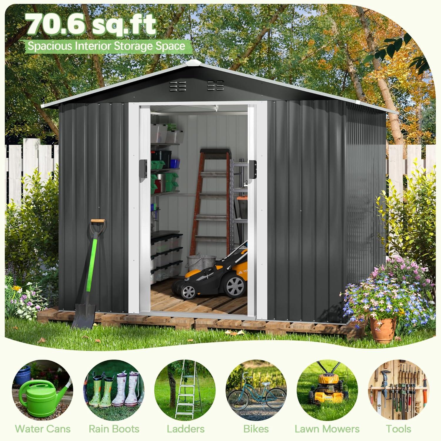 Jaxpety 8 ft. W x 8 ft. D Metal Storage Shed