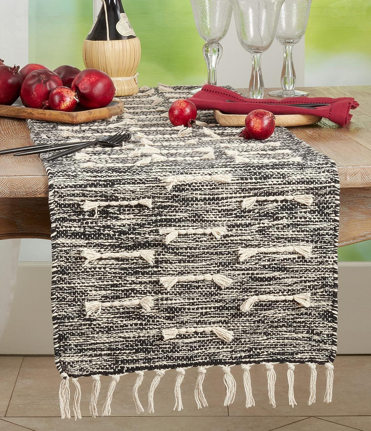 Saro Lifestyle Table Runner With Dashed Stitch Design