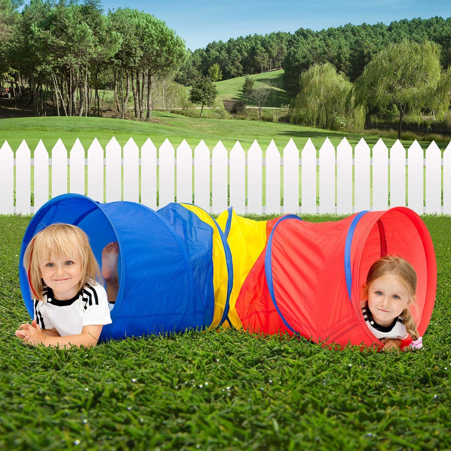 Multicolor 4-Way Pop Up Kids Play Tunnel Tent