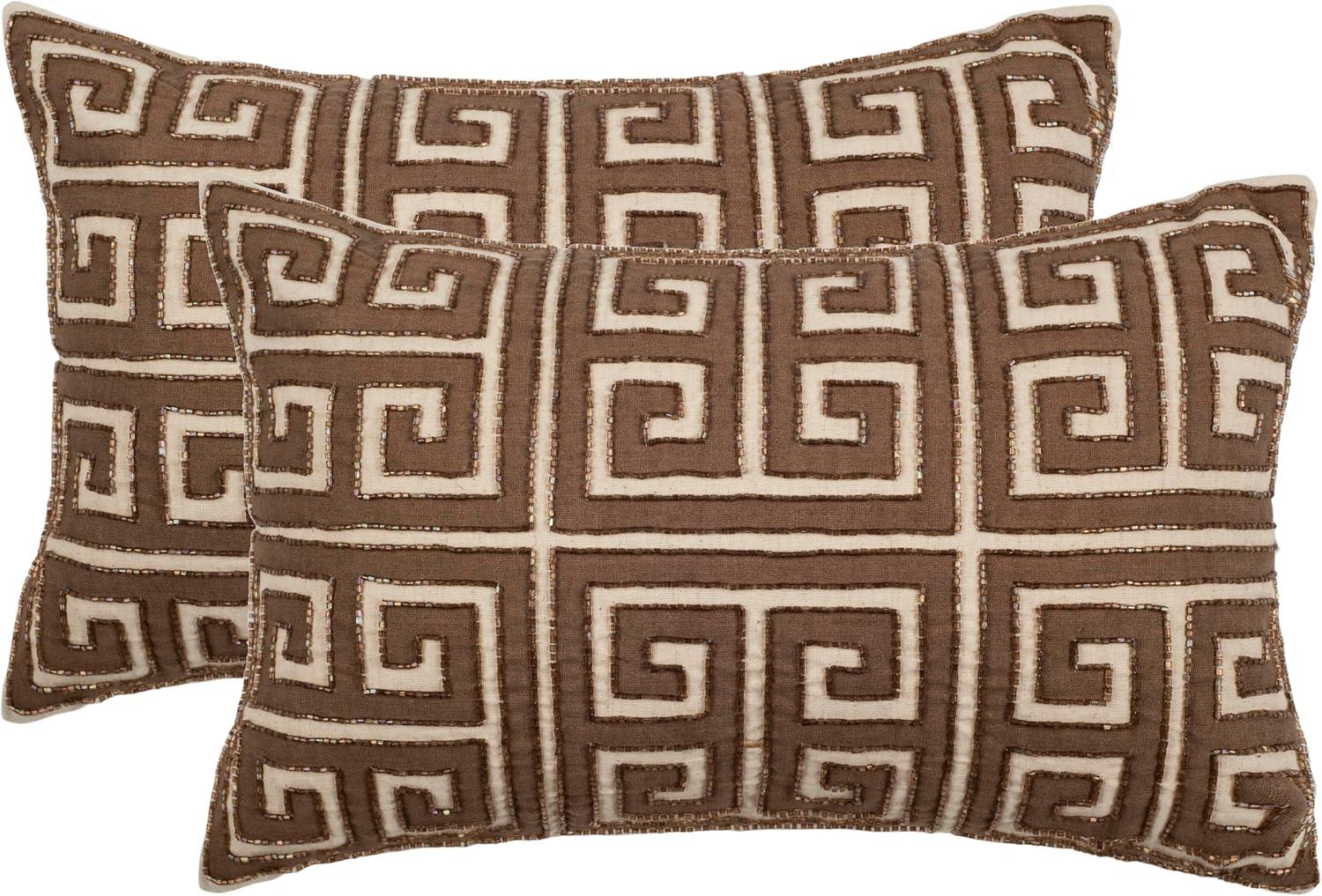 Square Embroidered Natural Hemp Throw Pillows Set