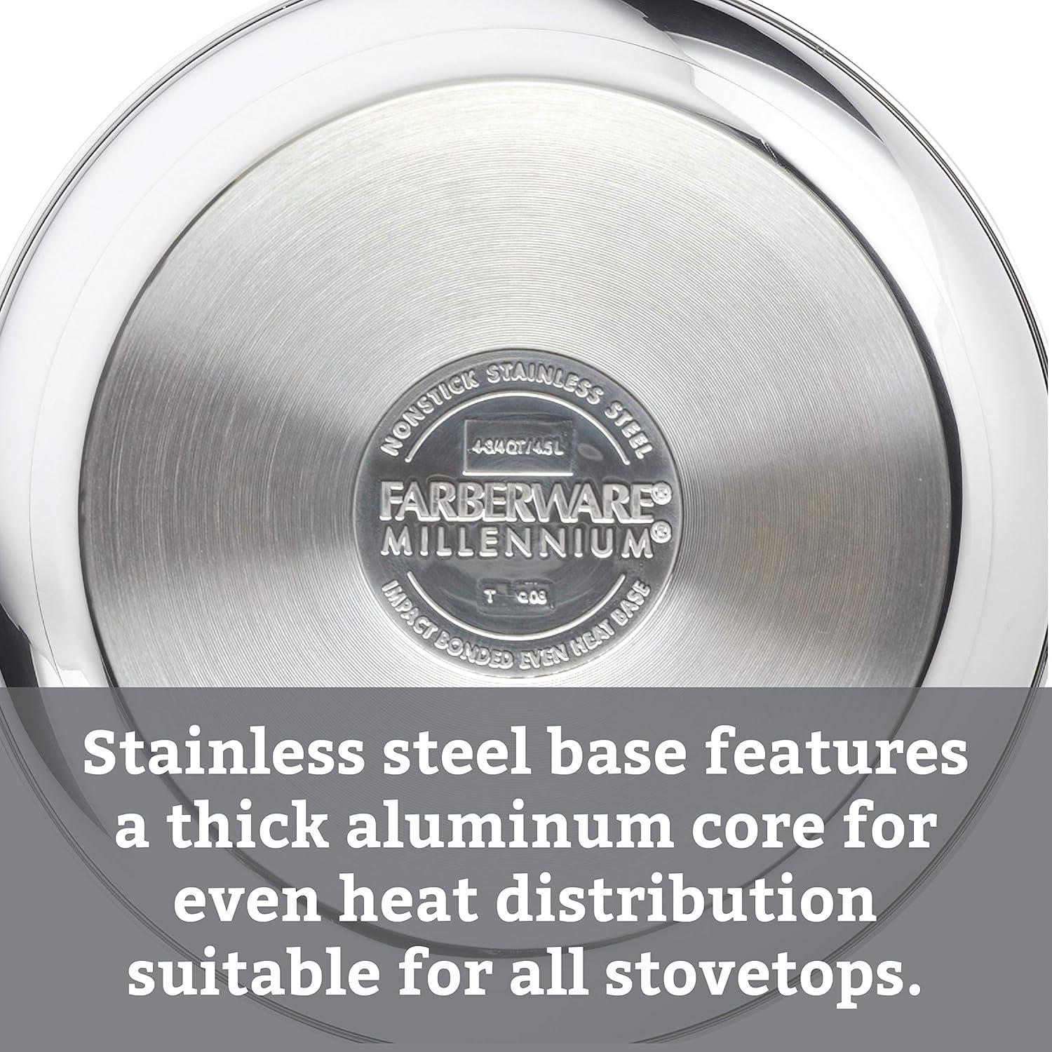 Farberware Farberware Millennium Stainless Steel Cookware Pots and Pans Set, 10 Piece, Silver