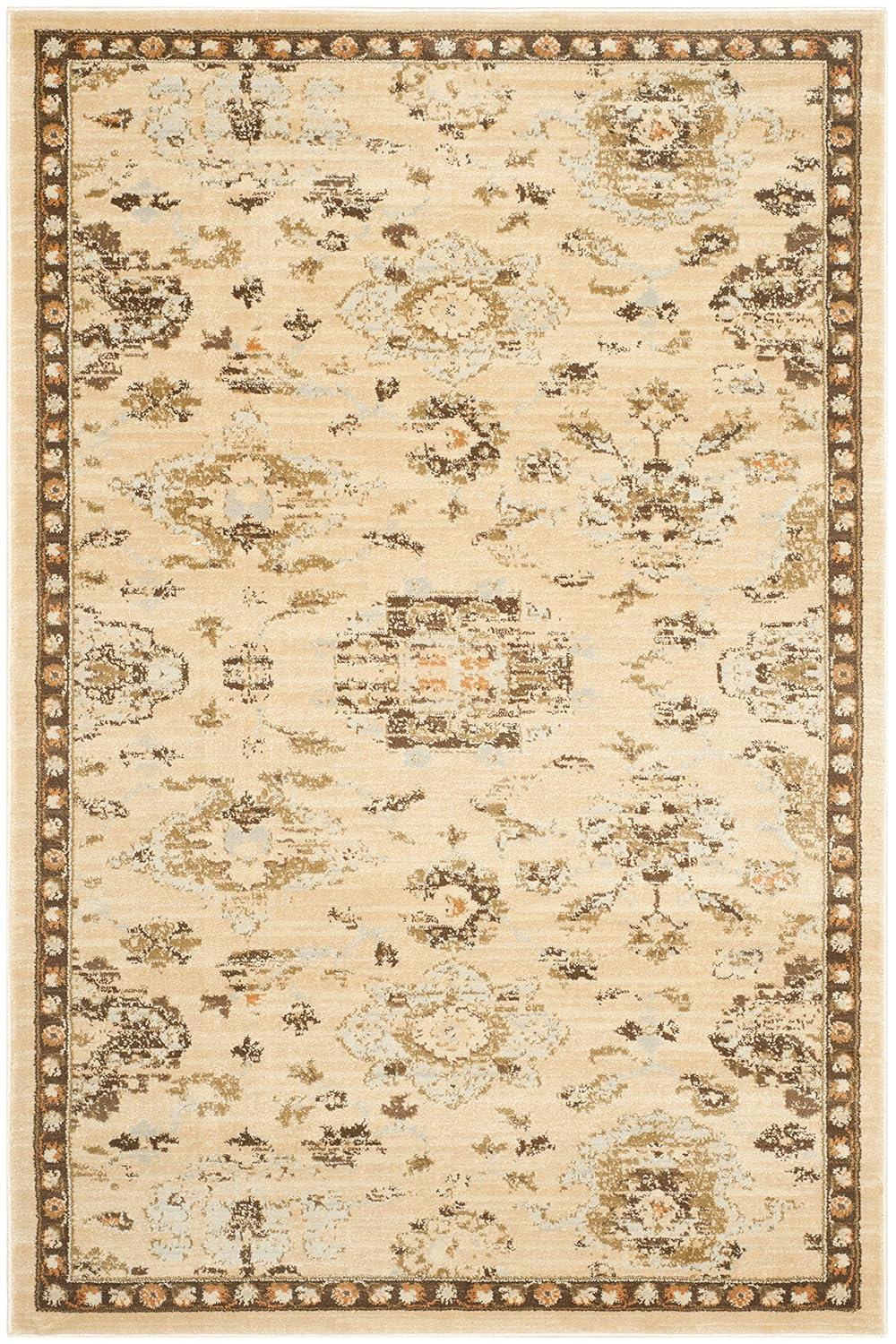 Florenteen FLR128 Power Loomed Indoor Accent Rug - Ivory/Brown - 4'x6' - Safavieh