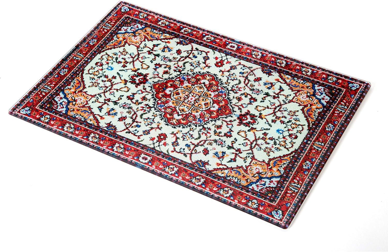 Peleg Design Rugboard Tempered Glass Cutting Board for Kitchen, Multi Purpose Decorative Glass Chopping Board, Heat Resistant Shatter Resistant Serving Tray (9.6 x 14.4 inches)