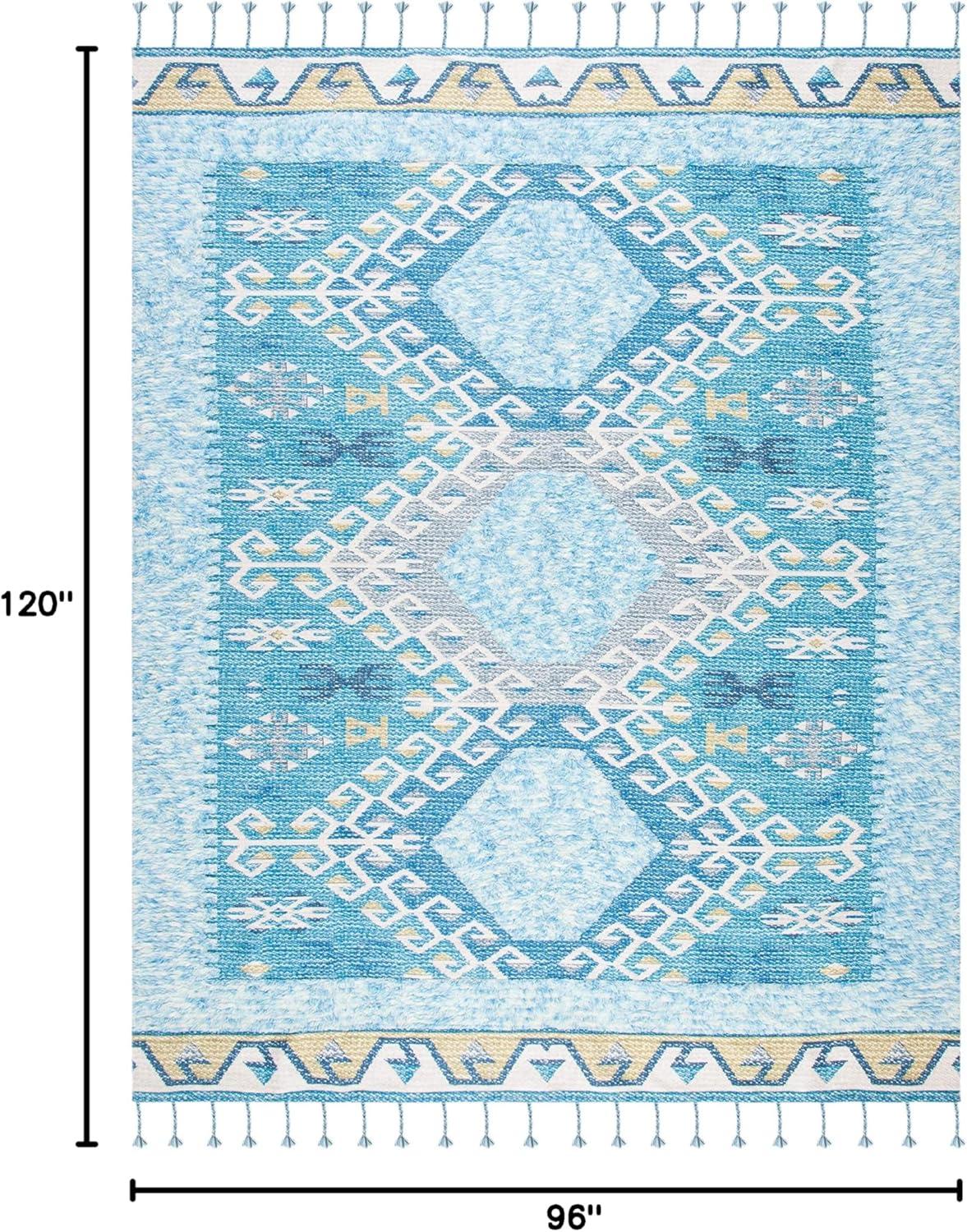 Saffron SFN103 Hand Loomed Indoor Area Rug - Turquoise/Blue - 8'x10' - Safavieh