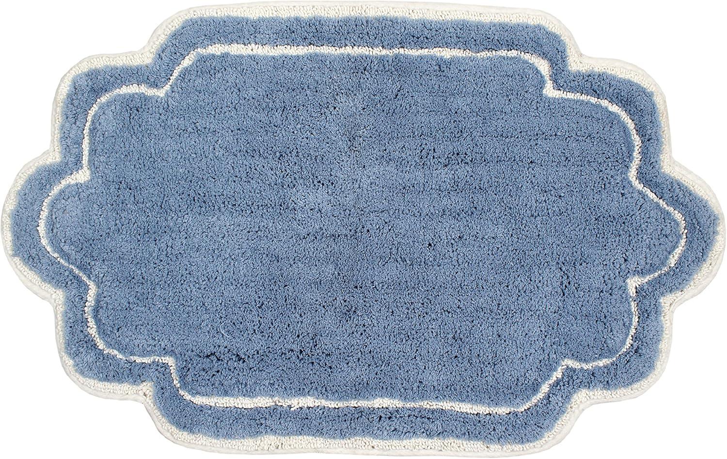 Home Weavers Inc Home Weavers Allure Collection Absorbent Cotton, Machine Washable and Dry Bath Rugs Blue 21"x34"
