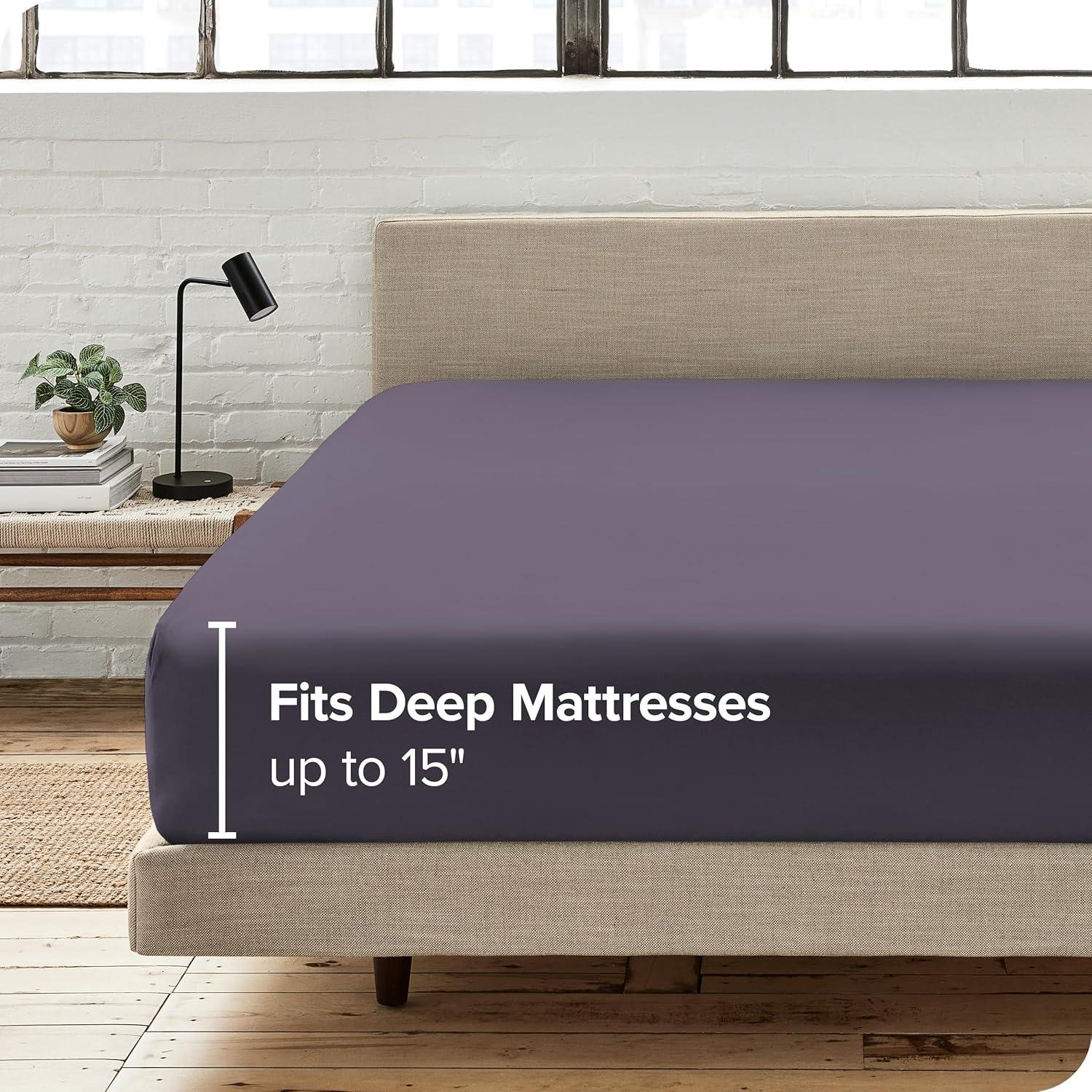 Bare Home 260 Thread Count Organic Cotton Percale Fitted Sheet