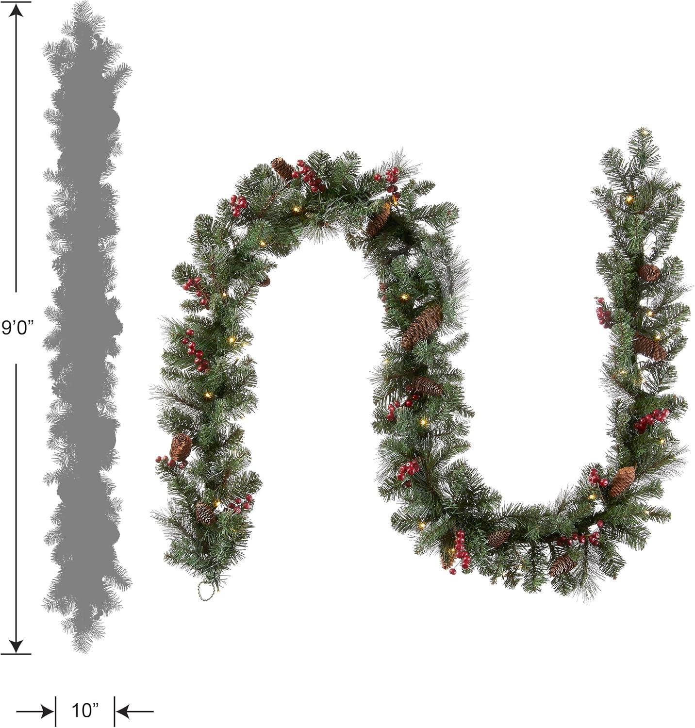 The Holiday Aisle® 9ft. Crestwood Spruce Garland with Battery Operated Lights