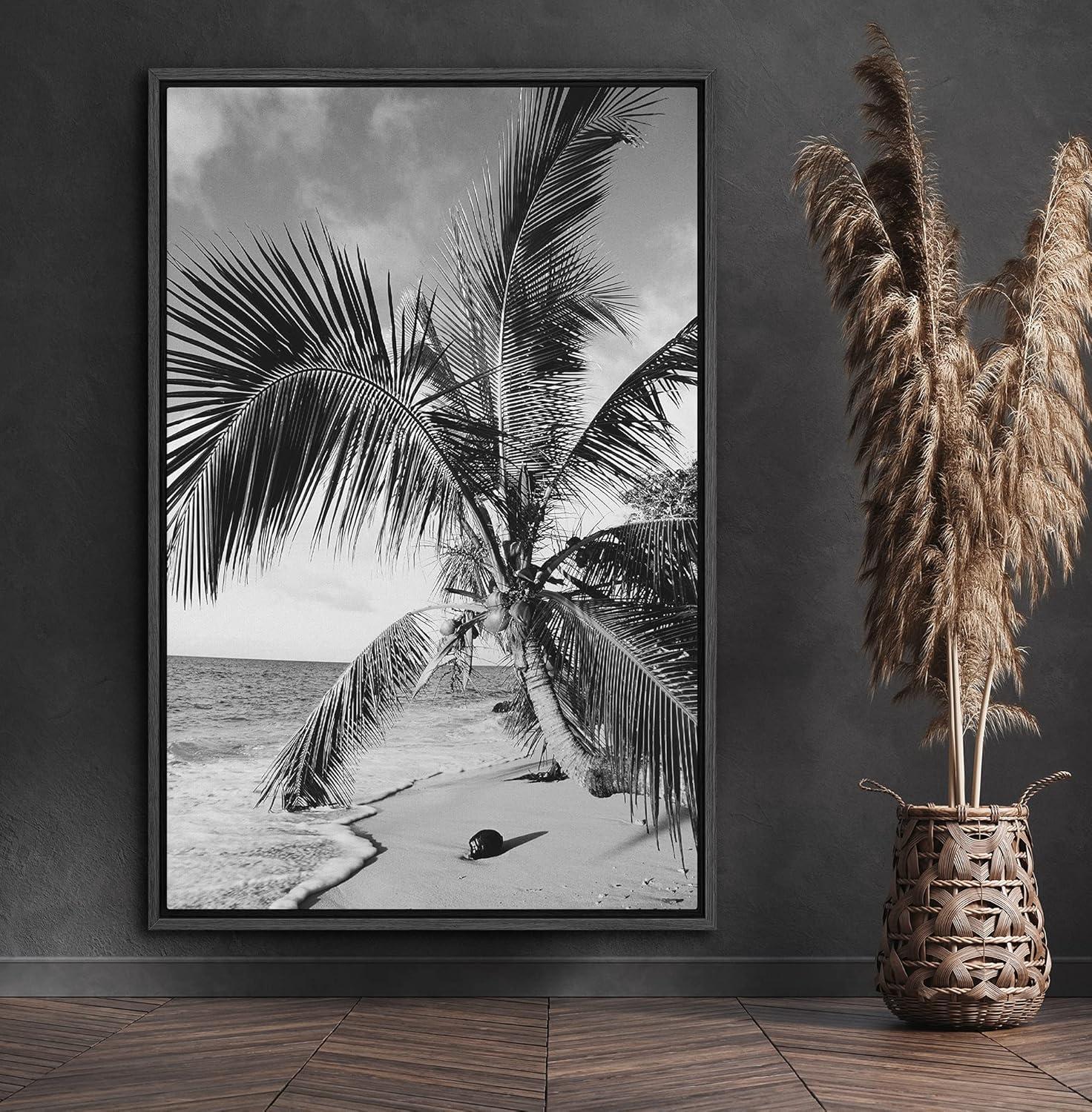 IDEA4WALL Tropical Palm " Vintage Film Grain Beach & Palm Tree Floral Plants Photography Modern Art Rustic "