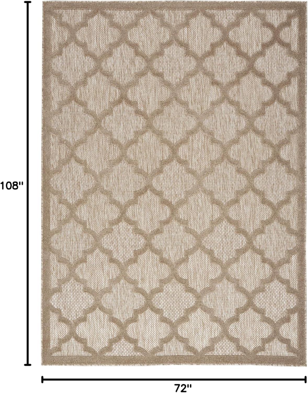 Nourison Easy Care Trellis Flatweave Indoor Outdoor Area Rug 6' x 9' Natural Beige