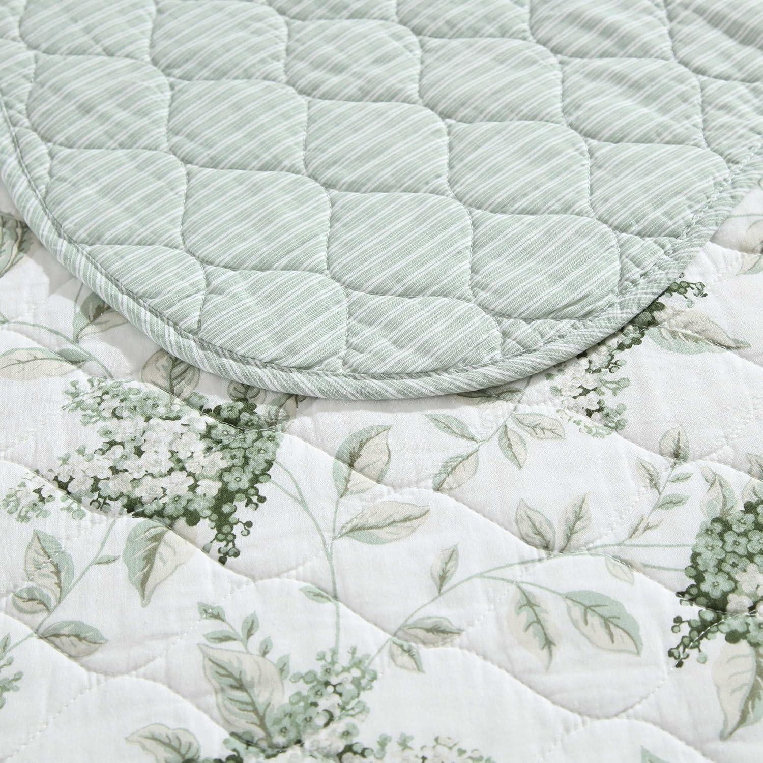 Laura Ashley Twin Portland Floral Quilt Set Green