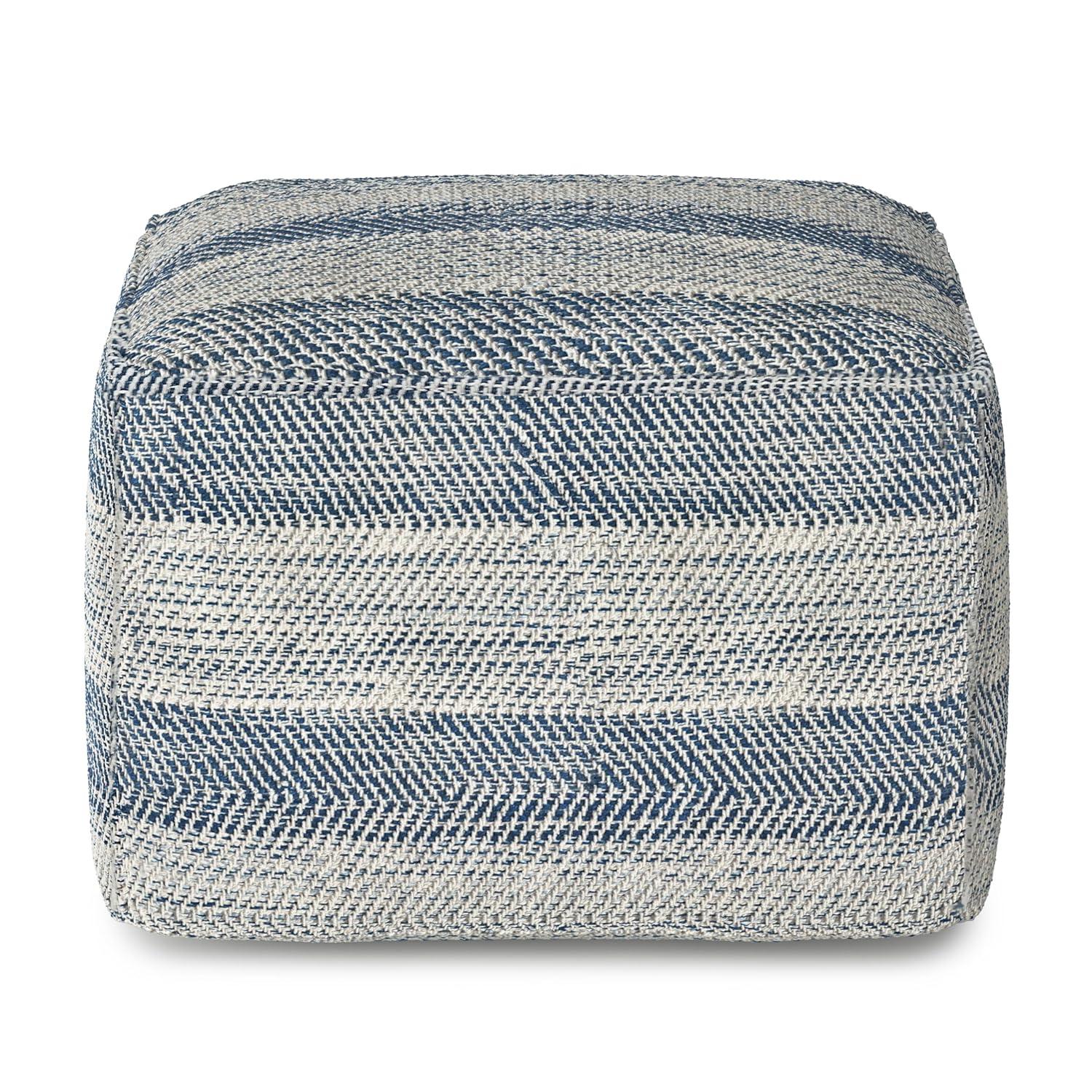 Simpli Home Clay 18"W Upholstered Cotton Square Pouf