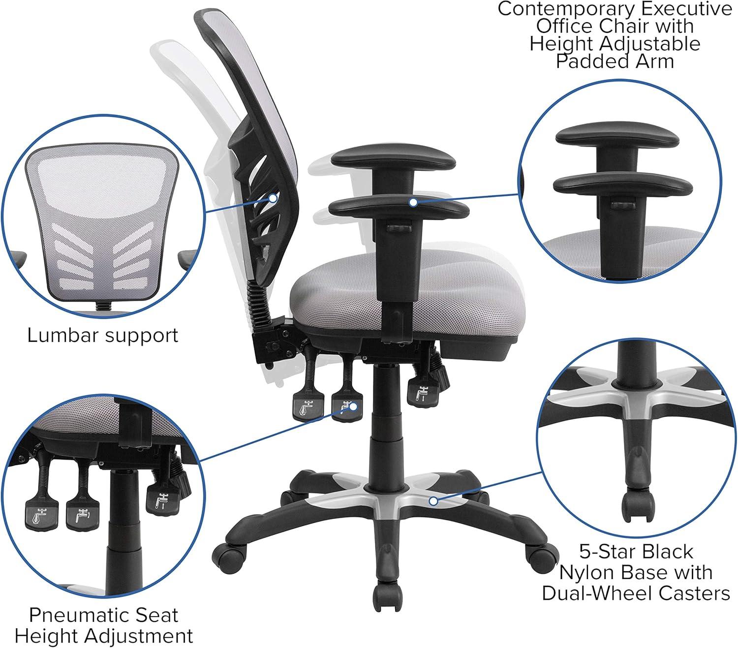 Flash Furniture Mid-Back Mesh Multifunction Executive Swivel Ergonomic Office Chair with Adjustable Arms