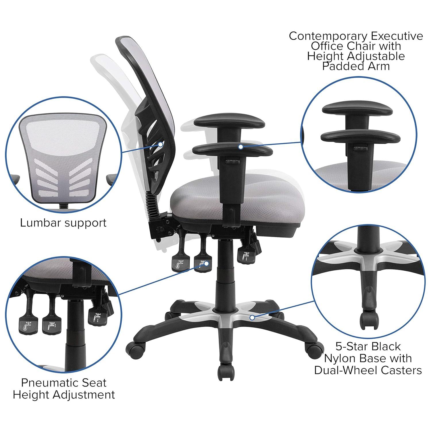 Flash Furniture Siyer Mid-Back Mesh Ergonomic Office Chair with Adjustable Arms