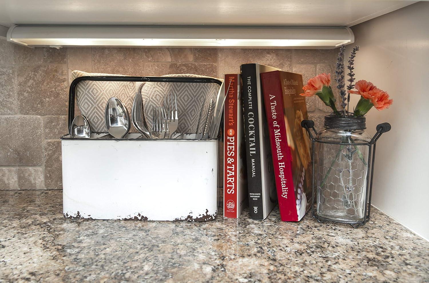 Hokku Designs Distressed White Metal Caddy With 6 Compartments